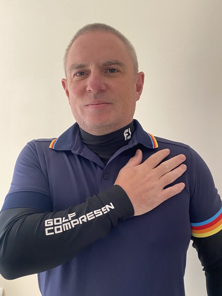 Andy Barr from GolfTimes.co.uk wearing the FootJoy Therman Base Layer Golf Shirt. The perfect golf cold weather skin.