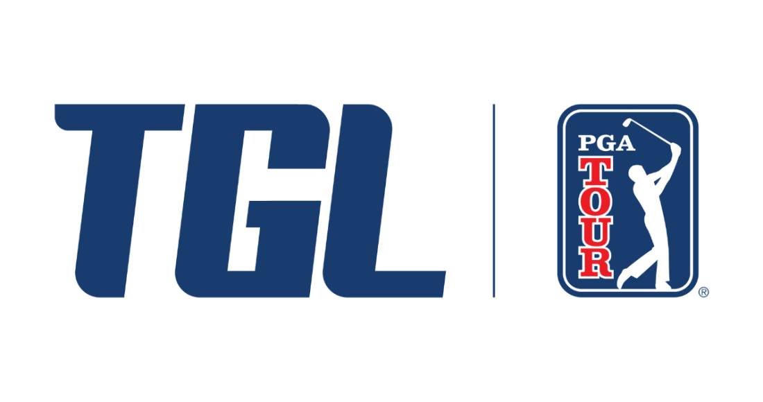 Logo for the new TGL Golf league featuring Rory McIlroy and Toger Woods
