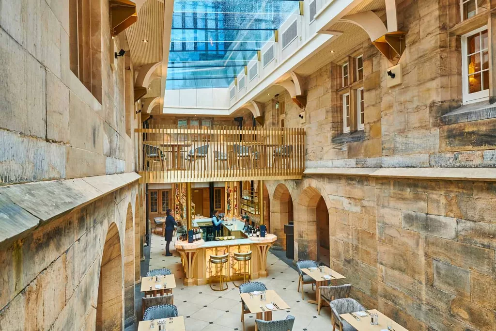 Spectacular view of the Cloisters Bar at Matfen Hall