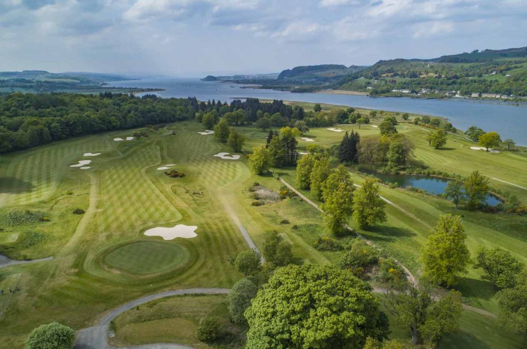 Aerial view of Mar Hill Golf Course in Scotland
