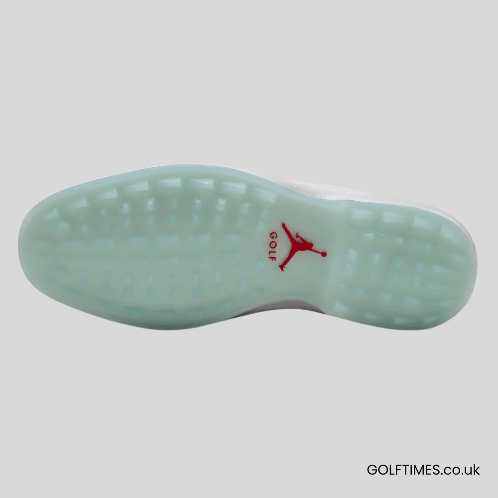 The sole and grip of the Jordan ADG 5 Golf Shoe