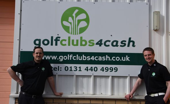 Golfclubs4cash.co.uk founders outside one of their buildings