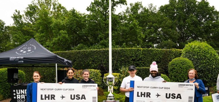 Brodi Lewis, Issie Kelly, Will Lowery and Henni Koyack taking part in the Euro leg of the Underrated Golf Tour by Steph Curry