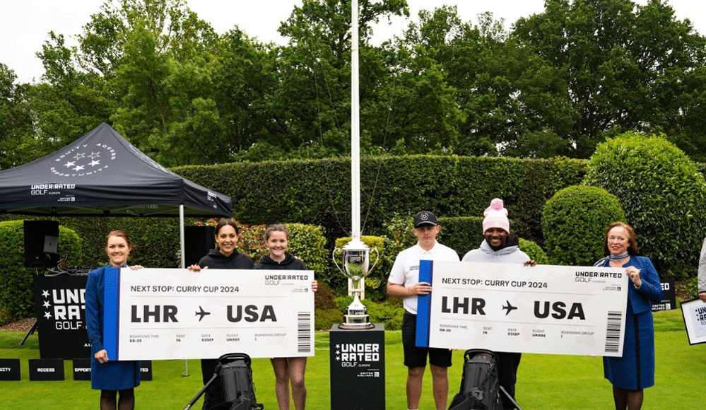 Brodi Lewis, Issie Kelly, Will Lowery and Henni Koyack taking part in the Euro leg of the Underrated Golf Tour by Steph Curry