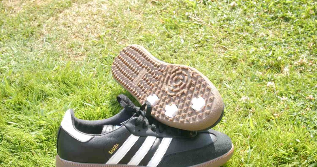 header image for Adidas Samba golf shoe.