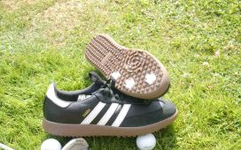 header image for Adidas Samba golf shoe.