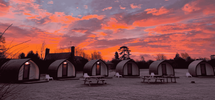 Rodway hill Golf Course Eco Pods at Dawn