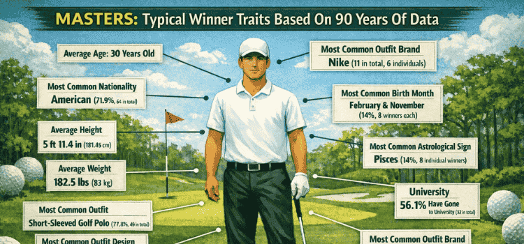 Discover the traits of a Masters winner, from age and nationality to outfit and stats. The Augusta formula revealed ahead of the big event.